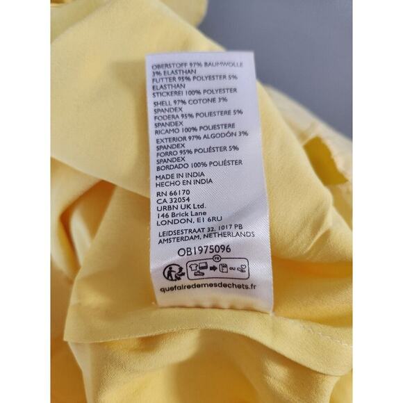 NWT By Anthropologie Cutwork Mini Shift Dress Size 4 Yellow GC209 - Picture 9 of 10